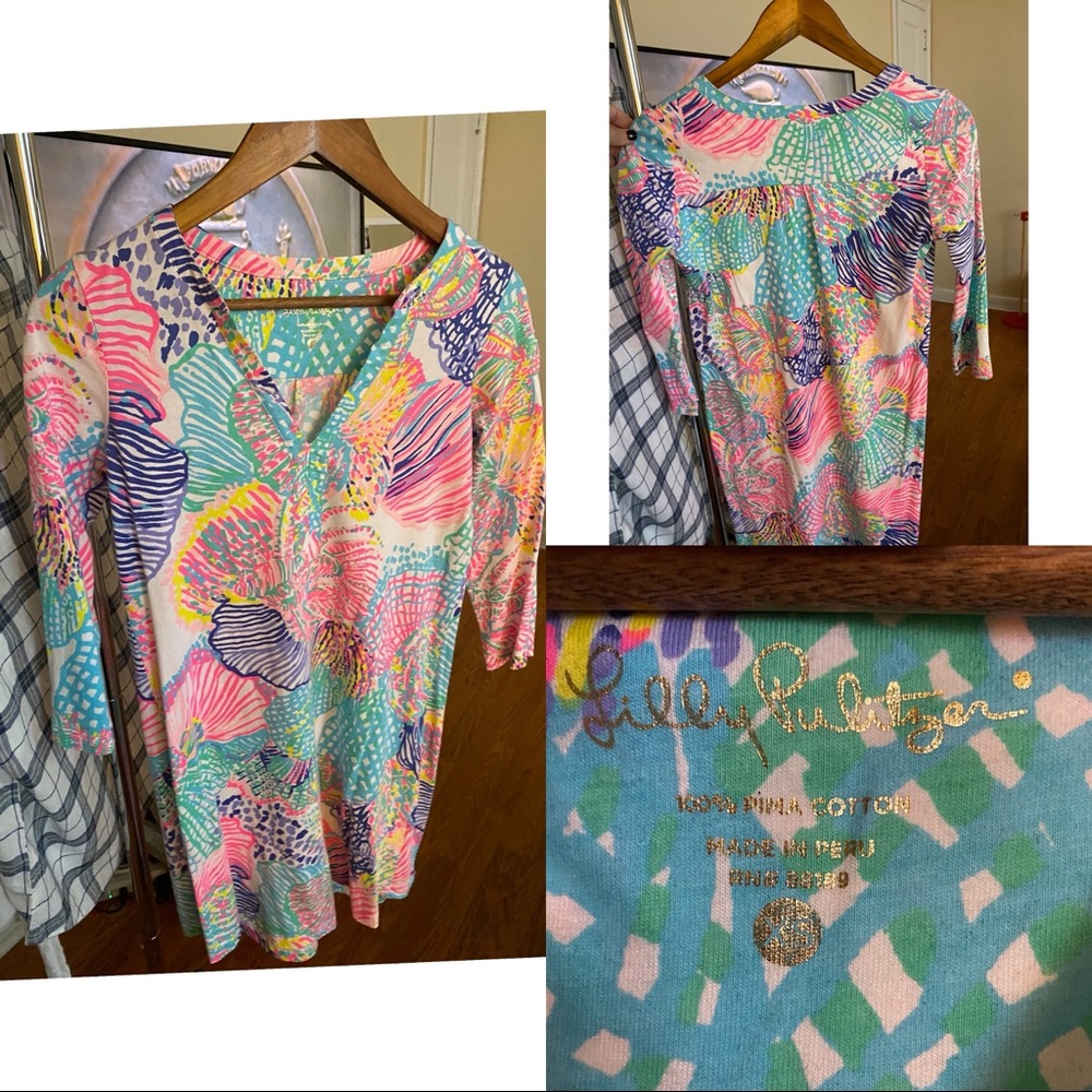 Lilly Pulitzer Ali Roar Of The Sea 3/4 Sleeve Dress XS